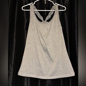 Daytrip Heather Gray Macramé Racerback Tank